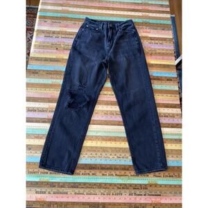 American Eagle Sz 2 Highest Rise 90's Boyfriend Denim Jeans Black Distress READ